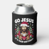 Go Jesusあなたの誕生日の醜いクリスマスセーター 缶クーラー (缶正面)