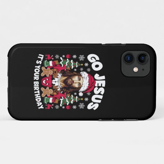 Go Jesusあなたの誕生日の醜いクリスマスセーター Case-Mate iPhoneケース (裏面(横))