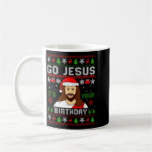 Go Jesus It’s Your Birthday Funny Ugly Christmas G コーヒーマグカップ (左)