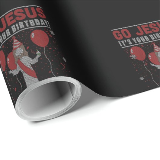 Go Jesus It's Your誕生日の醜いクリスマスセーター ラッピングペーパー (ロールコーナー)