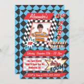 Go Kart Birthday Party Photo Insert招待状 招待状 (正面/裏面)