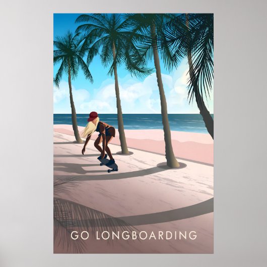 Go Longboarding Travel Poster ポスター (正面)