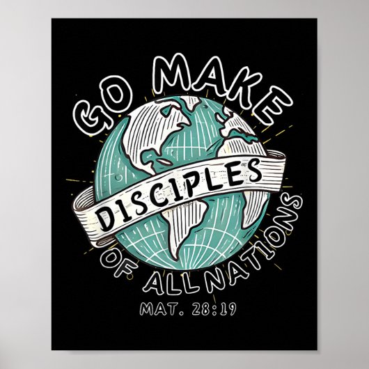 Go Make Disciples Of All Nations Retro World Map C ポスター (正面)