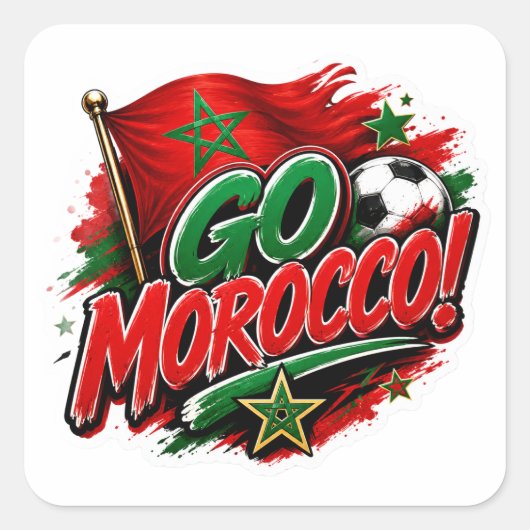 Go MOROCCO モロッコ代表 2026年試合日 スクエアシール (正面)