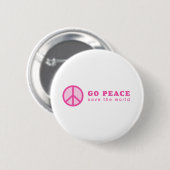 Go Peace (ピンク) 缶バッジ (正面&裏面)