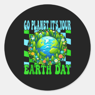 Go planet earth day cute earth nature lovers tank ラウンドシール