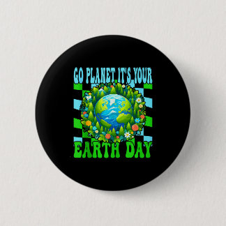 Go planet earth day cute earth nature lovers tank 缶バッジ