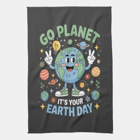 Go Planet Its Your Earth Day キッチンタオル (縦)