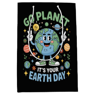 Go Planet Its Your Earth Day ミディアムペーパーバッグ