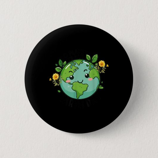 Go Planet Its Your Earth Day 2025先生キッズカット 缶バッジ (正面)