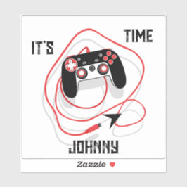 Go Play Video Game Gamer Joystick Red Black White. シール