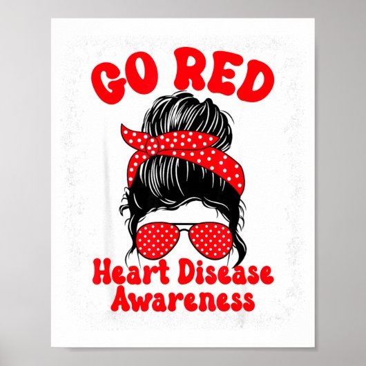 Go Red ハートディisease Awareness 2月の赤いウェア ポスター (正面)