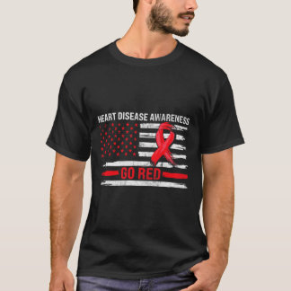 Go Red ハート 疾患サポートフラグ - 心臓病 Tシャツ