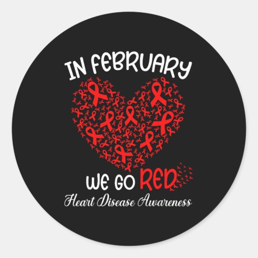 Go Red - American Heart Month Awareness In Februar ラウンドシール (正面)