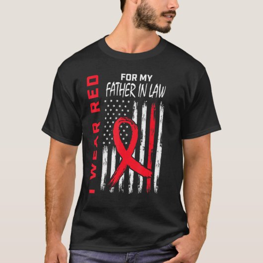 Go Red Father In Lawハート病認識度アメリ Tシャツ (正面)