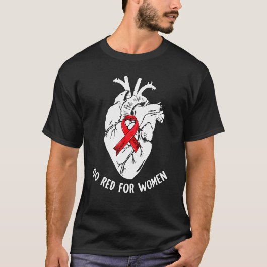 Go Red For Women Heart Health Awareness Cardiac Nu Tシャツ (正面)