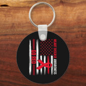 Go Red Heart Disease American Flag Heart Disease A キーホルダー (正面)