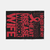 Go Red Heart Disease Awareness Bad Warrior Wife  フリースブランケット (正面(横))