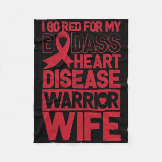 Go Red Heart Disease Awareness Bad Warrior Wife  フリースブランケット (正面)