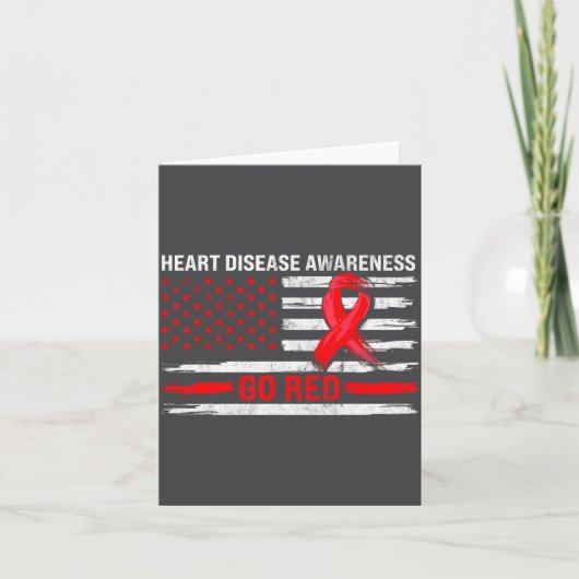 Go Red Heart Disease Suprt Flag - Heart Disease Aw カード (正面)
