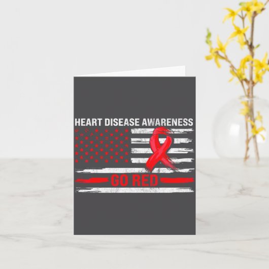 Go Red Heart Disease Suprt Flag - Heart Disease Aw カード (黄色い花)