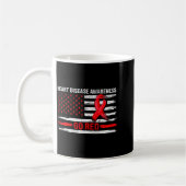 Go Red Heart Disease Suprt Flag - Heart Disease Aw コーヒーマグカップ (左)