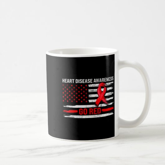 Go Red Heart Disease Suprt Flag - Heart Disease Aw コーヒーマグカップ (右)