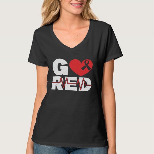 Go Red Heart Health Heart Disease Awareness Tシャツ (正面)