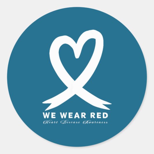Go Red In February Heart Disease Awareness Health  ラウンドシール (正面)