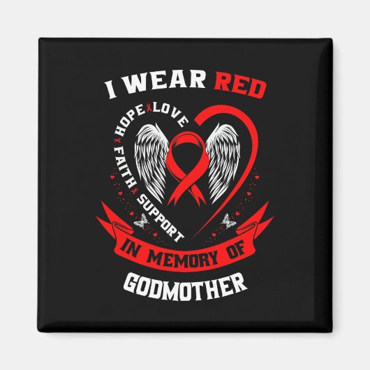 Go Red In Memory Of Godmother Heart Disease Awaren マグネット (正面)