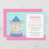 Go Roundメリー,回転木馬誕生日パーティーの招待 招待状 (正面/裏面)