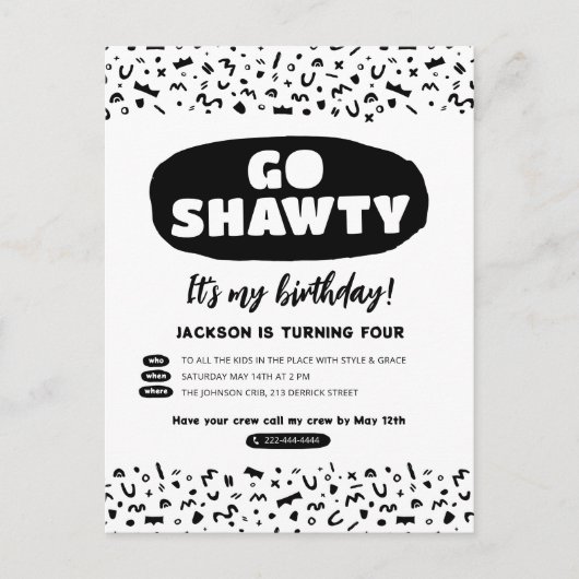 Go Shawtyそれはあなたの誕生日、ヒップホップラップのパーティー インビテーションポストカード (正面)
