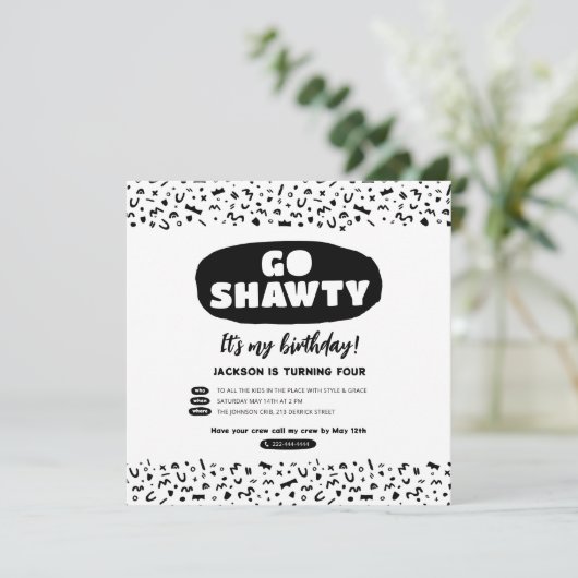 Go Shawtyそれはあなたの誕生日、ヒップホップラップのパーティー 招待状 (スタンド正面)