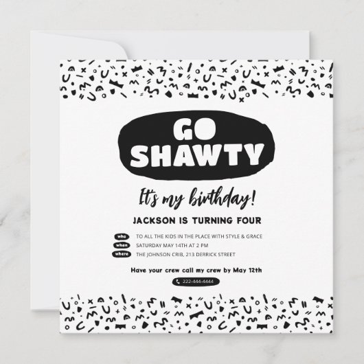 Go Shawtyそれはあなたの誕生日、ヒップホップラップのパーティー 招待状 (正面)