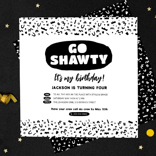 Go Shawtyそれはあなたの誕生日、ヒップホップラップのパーティー 招待状