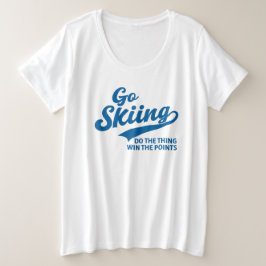 Go Skiing – シンプルな冬のスポーツのタイポグラフィーデザイン プラスサイズTシャツ