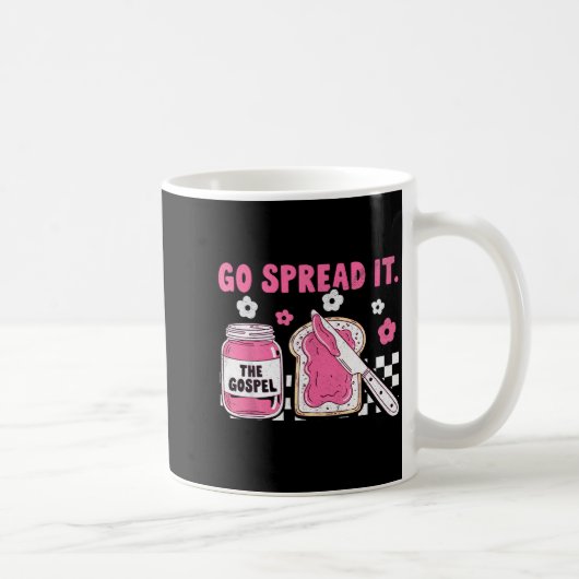 Go Spread It The Gospel Retro Funny Jar Floral Chr コーヒーマグカップ (右)