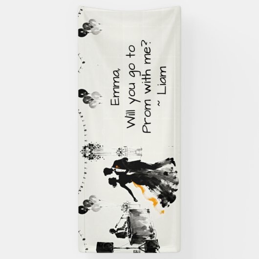  Go to Prom with Me | Romantic Promposal 横断幕 (縦)