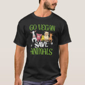 Go Vegan Save Animals Vegan Vegetarian Tシャツ (正面)