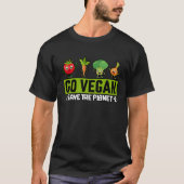 Go Vegan Save the Planet Funny Saying Tシャツ (正面)