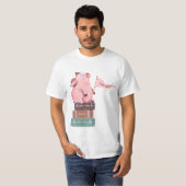 Go Vegan with Cute Pink Pig Tシャツ (正面フル)