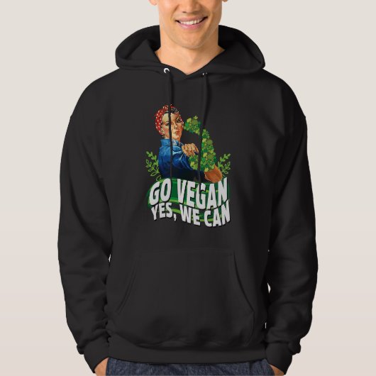 Go Vegan Yes We Can, Food Veggie Animal Wfpb パーカ (正面)