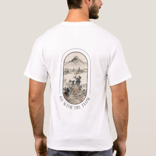 "Go With Flow" 和風風景Tシャツ Tシャツ
