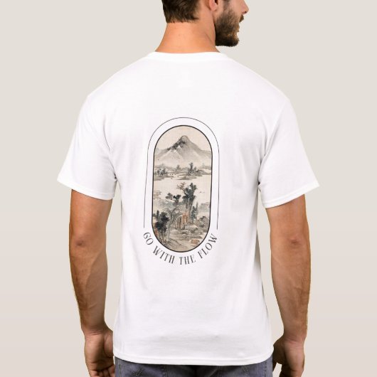 "Go With Flow" 和風風景Tシャツ Tシャツ (裏面)