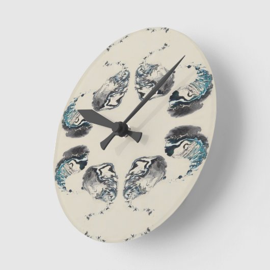 Go With the Flow - Acrylic Pouring ラウンド壁時計 (傾斜)