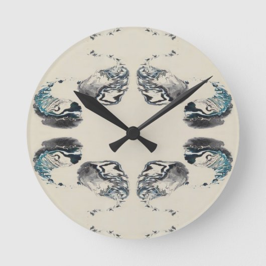 Go With the Flow - Acrylic Pouring ラウンド壁時計 (正面)