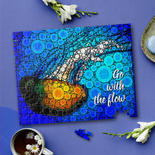 Go with the Flow Fun Ocean Jellyfish Circle Art ジグソーパズル