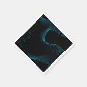 "Go with the Flow" Modern Black & Blue Wavy Lines スタンダードカクテルナプキン (角)
