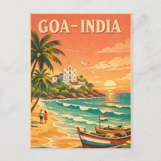 Goa, India, in a classic retro travel ポストカード (正面)