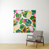 GoacheシームレスパターンとTropic葉 Pattern and fr タペストリー (インサイチュ(横))